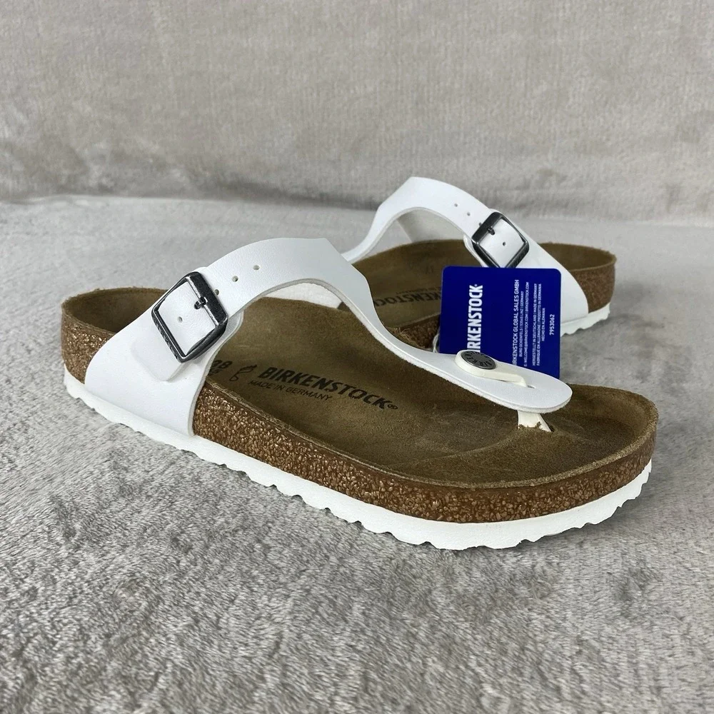 Birkenstock Gizeh Sandals Womens US 9 EU 40 White Birko-Flor Regular Fit NEW